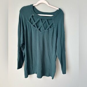 Torrid Long Sleeve Green Cage Front Pull Over Lightweight Sweater Size 3 new